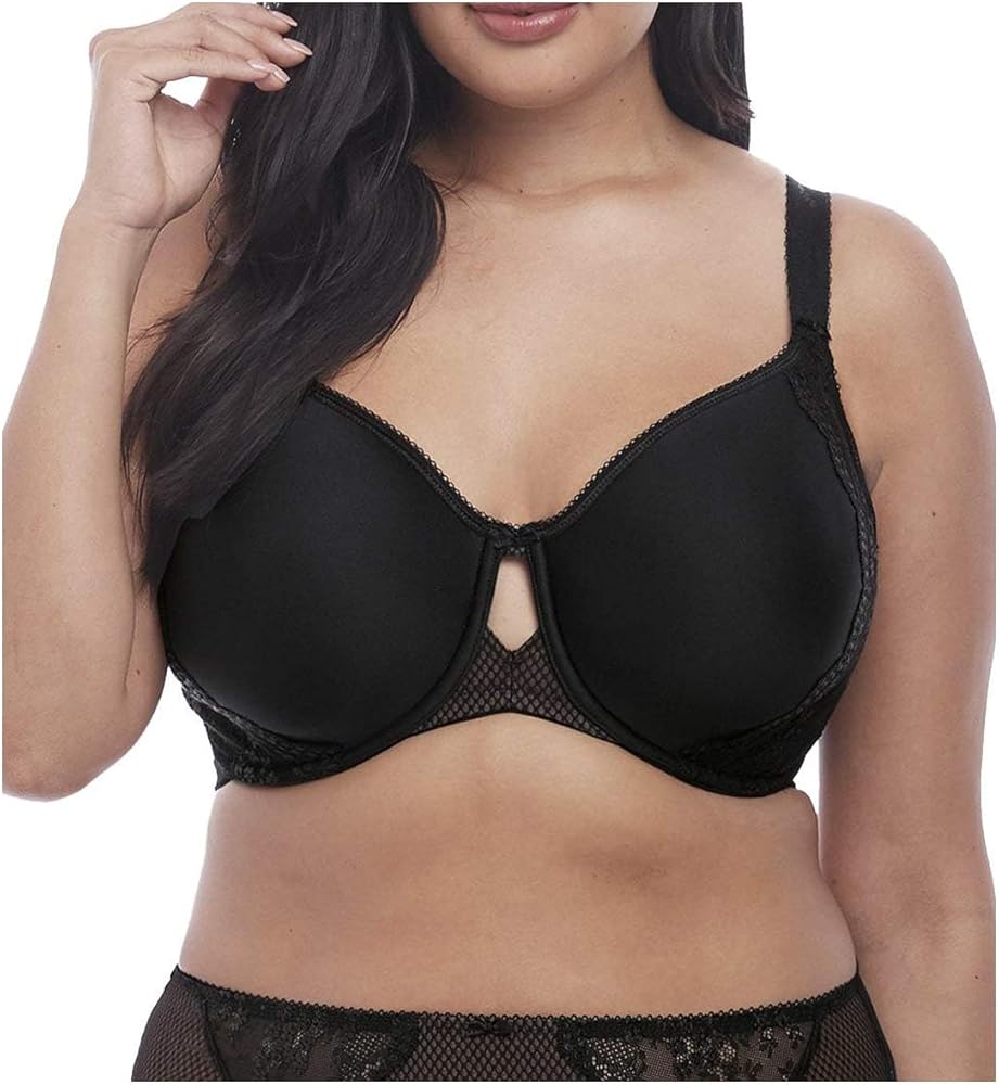 Elomi Women's Charley Bandless Spacer T-Shirt Bra: Floral Lace, Breathable Spacer Fabric, Diamond Mesh Detail. DD+ Bras