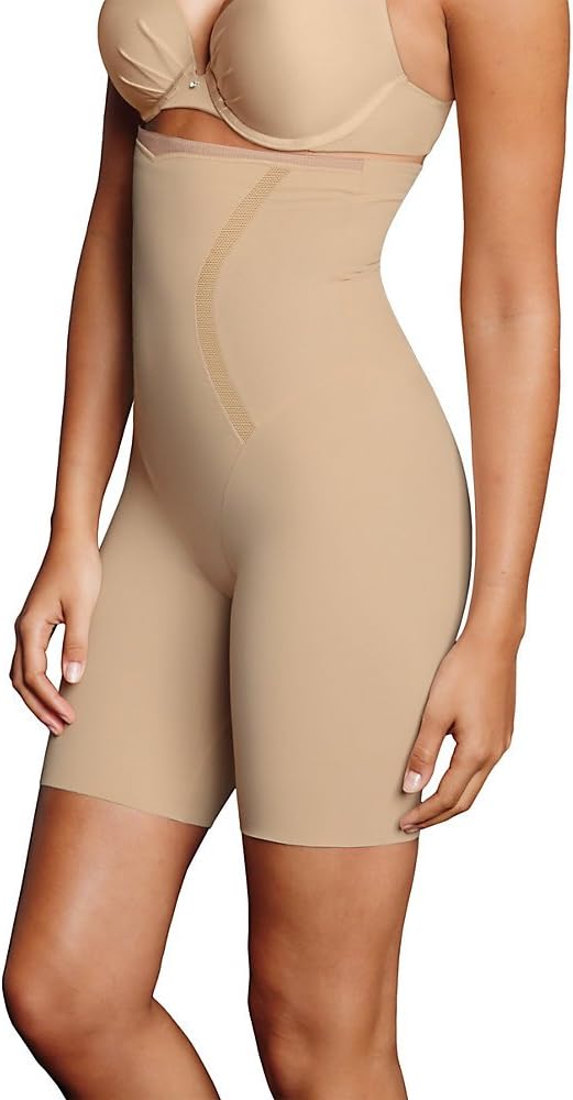 "Maidenform Womens Firm Foundations Hi-Waist Thigh Slimmer, L, Latte Lift"