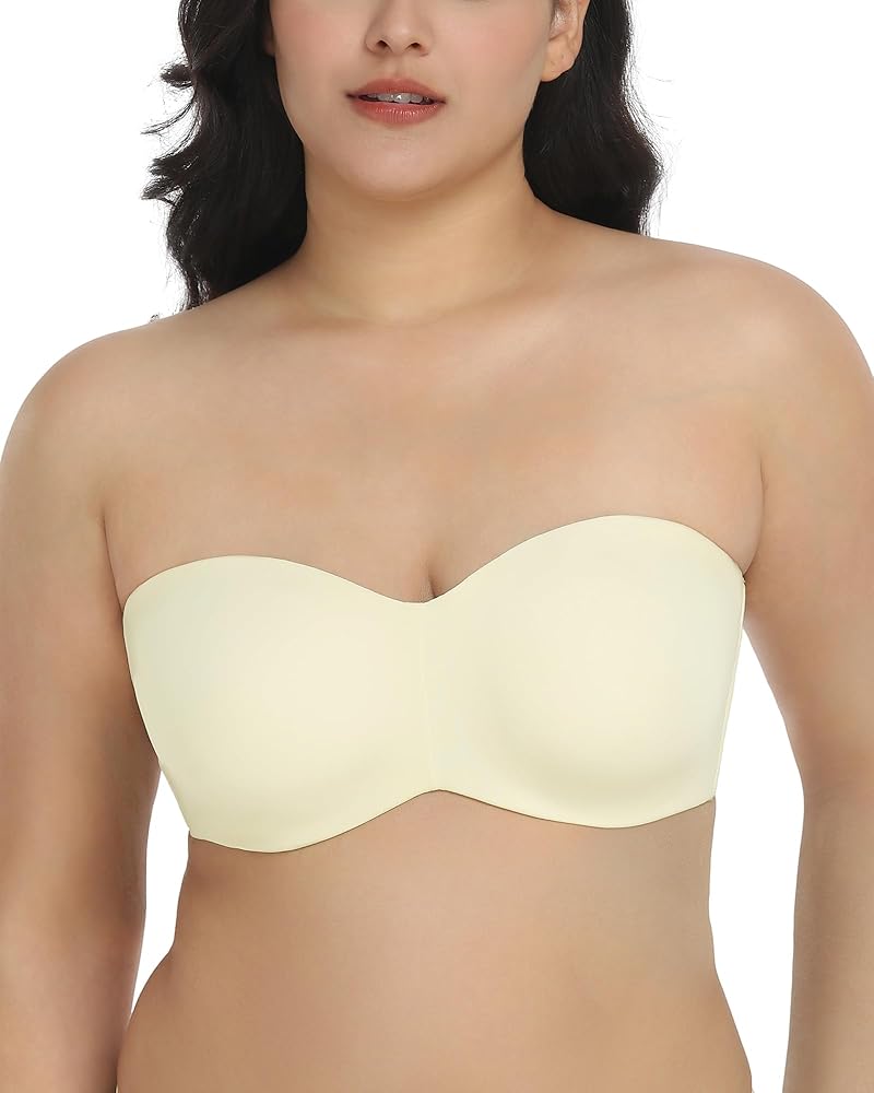 HSIA Strapless Bras for Women, Plus Size Minimizer Bra with Underwire Lightly Lined Convertible Bandeau Bra for Big Busted