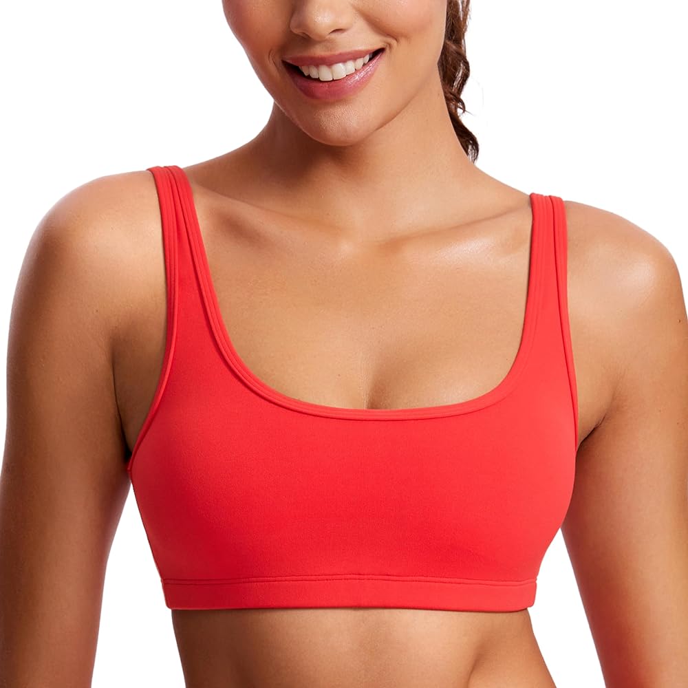 CRZ YOGA Butterluxe Mini Bra for Women - Scoop Neck Low Impact Wireless Sports Bra Yoga Cami Padded Workout Bra