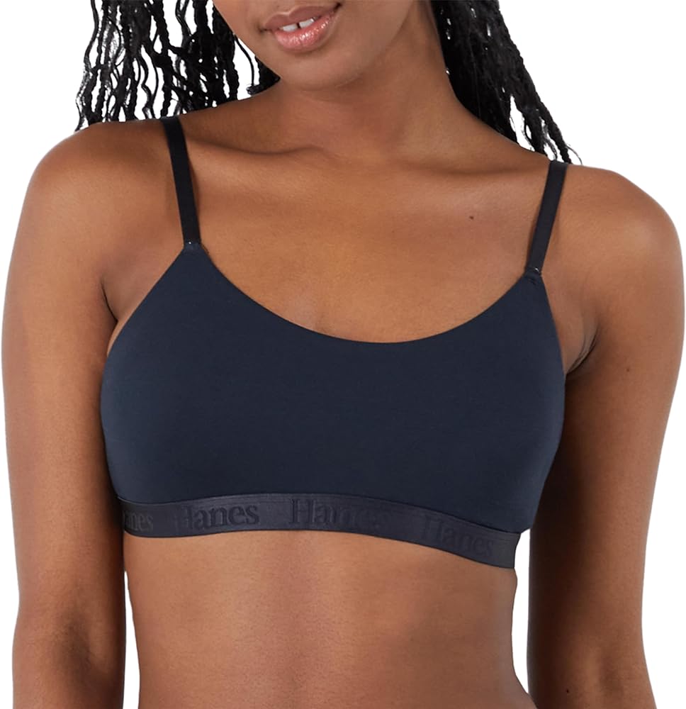 Hanes Womens Originals Ultra Supersoft String Bralette, Pullover Bra, Scoop Neckline