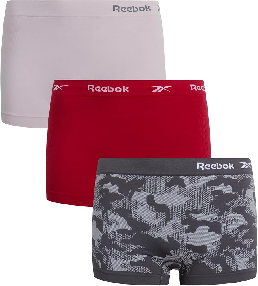 Reebok Women's Boy Shorts Underwear - 3 Pack Plus Size High Waisted Boyshort Panties - Seamless Underwear for Women (1X-3X)