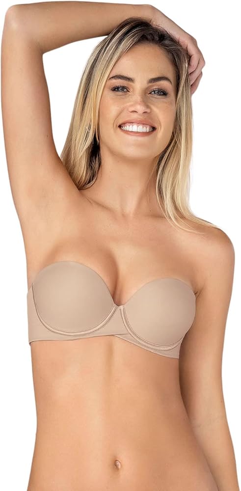 Leonisa Petite Push up Bra for Women - Anti Slip Grip Along Bust Strapless