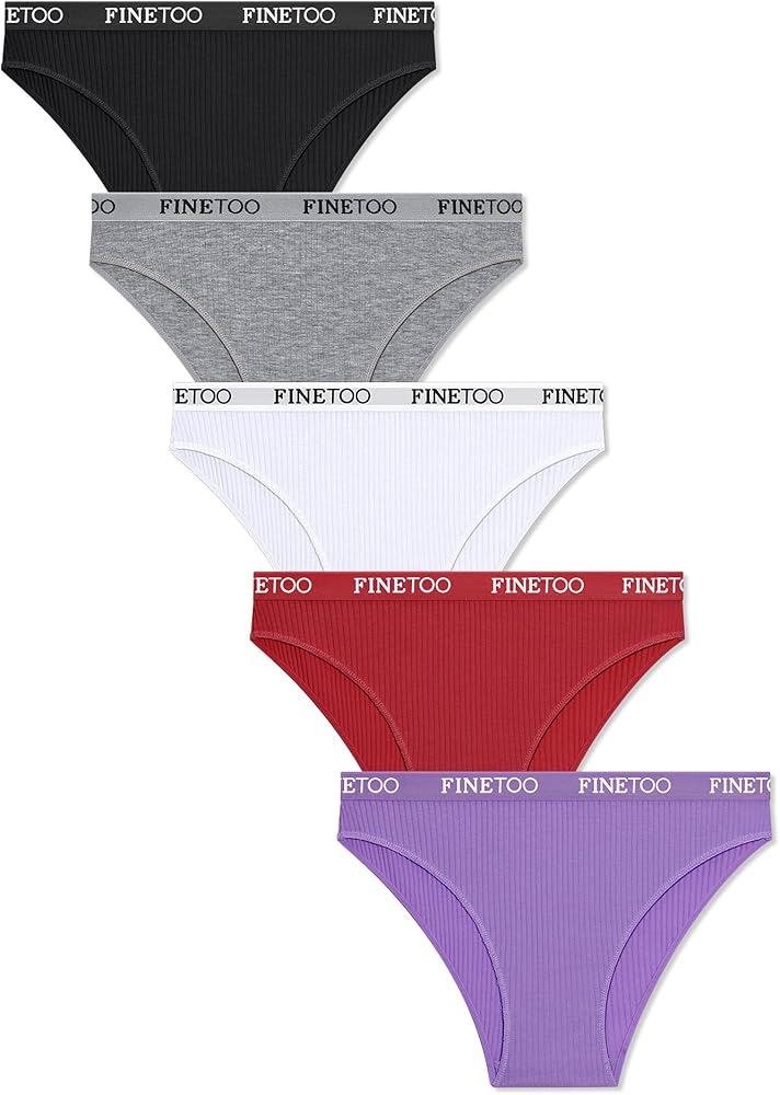 FINETOO Cotton Underwear for Women Cheeky High Cut Breathable Stretch Sexy Ladies Hipster Bikini Panties Pack S-XL