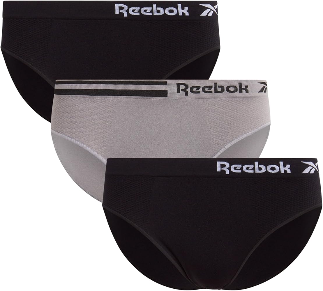 Reebok Women's Underwear - 3 Pack Microfiber Seamless Womens Bikini Panties - Breathable Underwear for Women (S-XL)