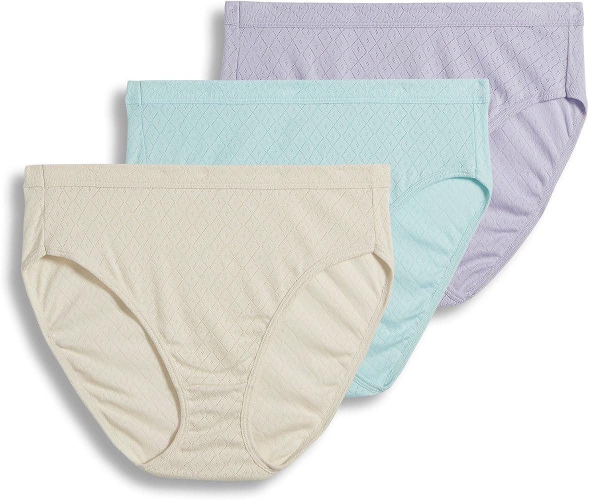 Jockey Women's Elance Breathe French Cut Panty - 3 Pack 1541, Violet/Sandy/Mint, 7