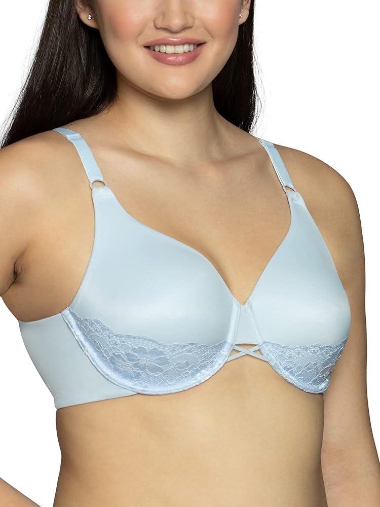 Vanity Fair Women's Radiant Back Smoothing Underwire Bra, Hinting Blue Lace, 42D