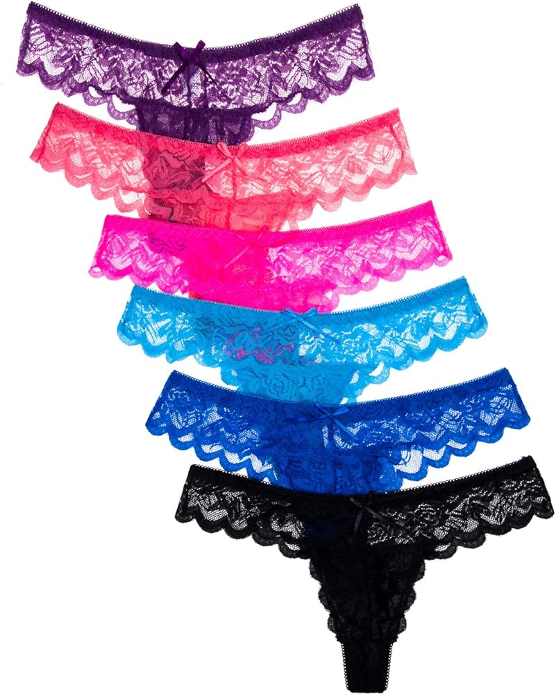 ANZERMIX Women's Sexy Lace Cheeky Tong Panty Pack of 6