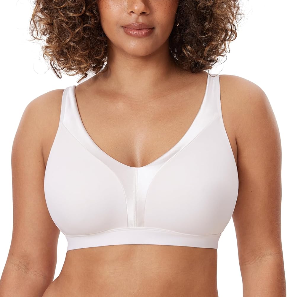 DELIMIRA Women's Wireless Bras Plus Size Full Coverage Smooth Seamless Comfortable Unlined Bra