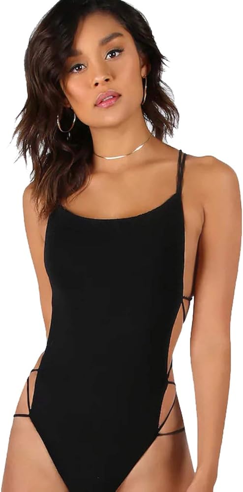 Verdusa Women's Sleeveless Scoop Neck Strappy Backless Bodysuit