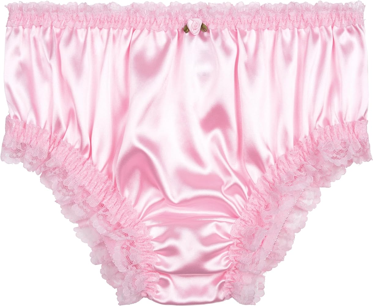 Satini Women's Satin Frilly Lace Sissy French Knickers Briefs Panties