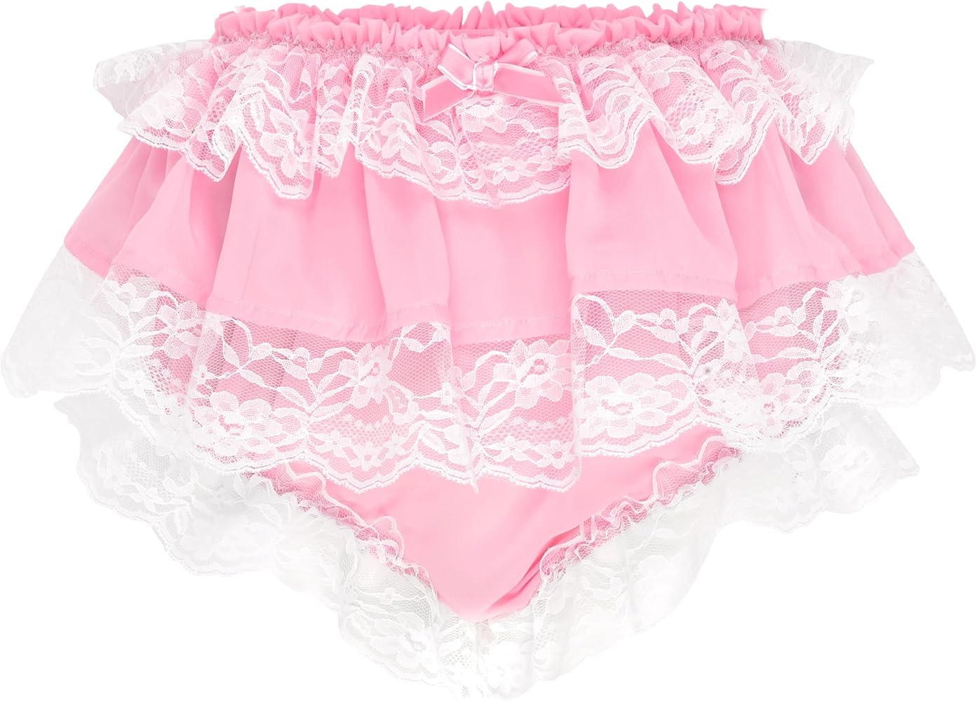 Satini Frilly Lace Sissy Ruffled French Knickers Briefs Lingerie Chiffon Sheer Underwear Panties