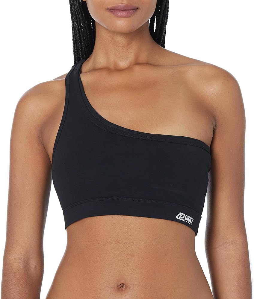 DKNY Women's Support Yoga One Shoulder Running Bra