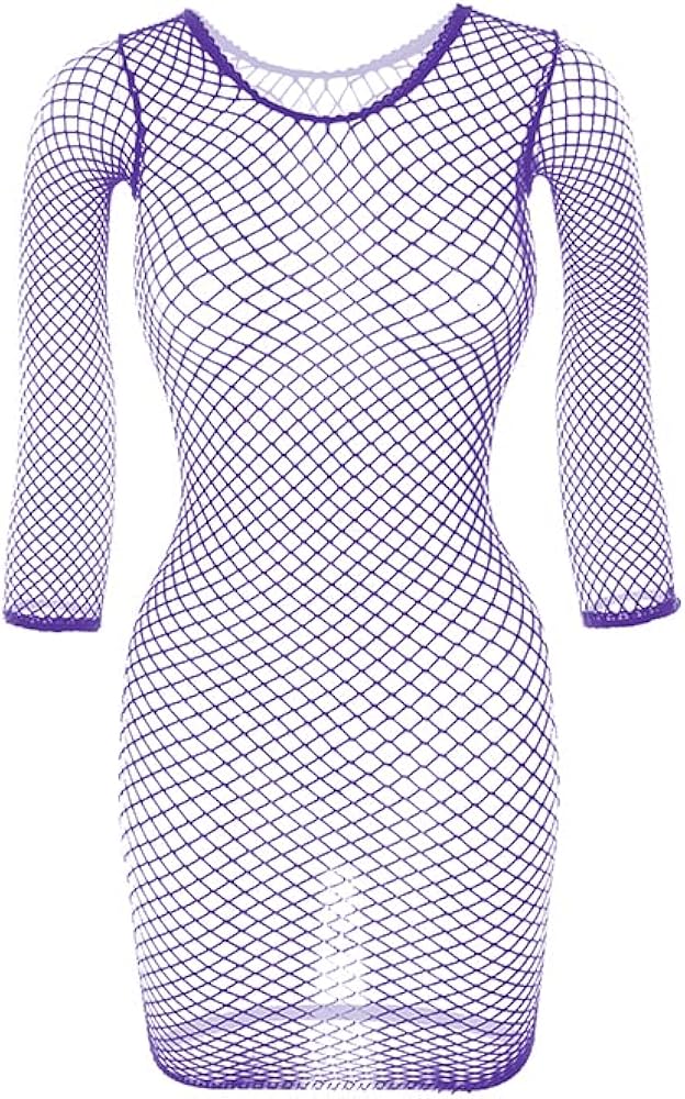 Women Babydoll Stretchy Fishnet Lingerie Seamless Chemise Nightwear Free Size