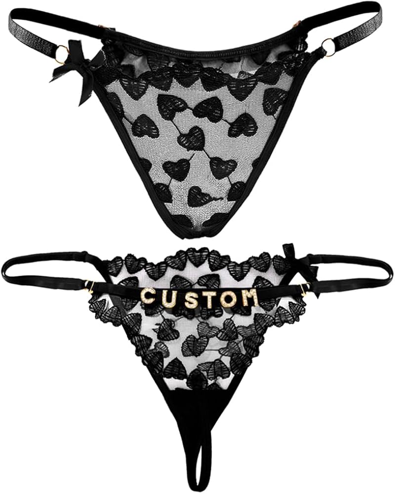 Custom Name Thong for Women Personalized Embroidery Lace Thongs Panties with Name on it Customize G-String Underwear