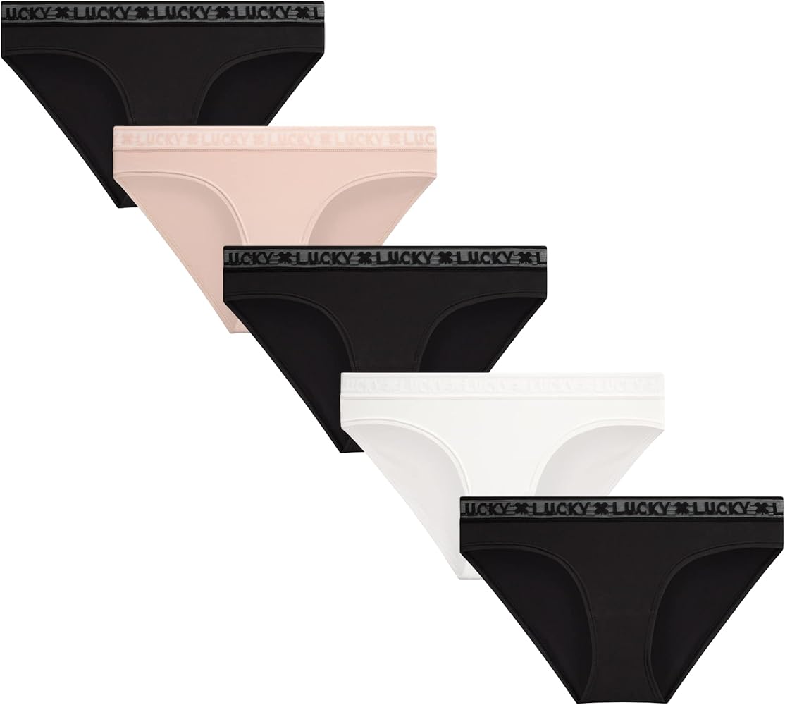 Lucky Brand Women's Underwear - 5 Pack Microfiber Bikini Panties (S-XL)