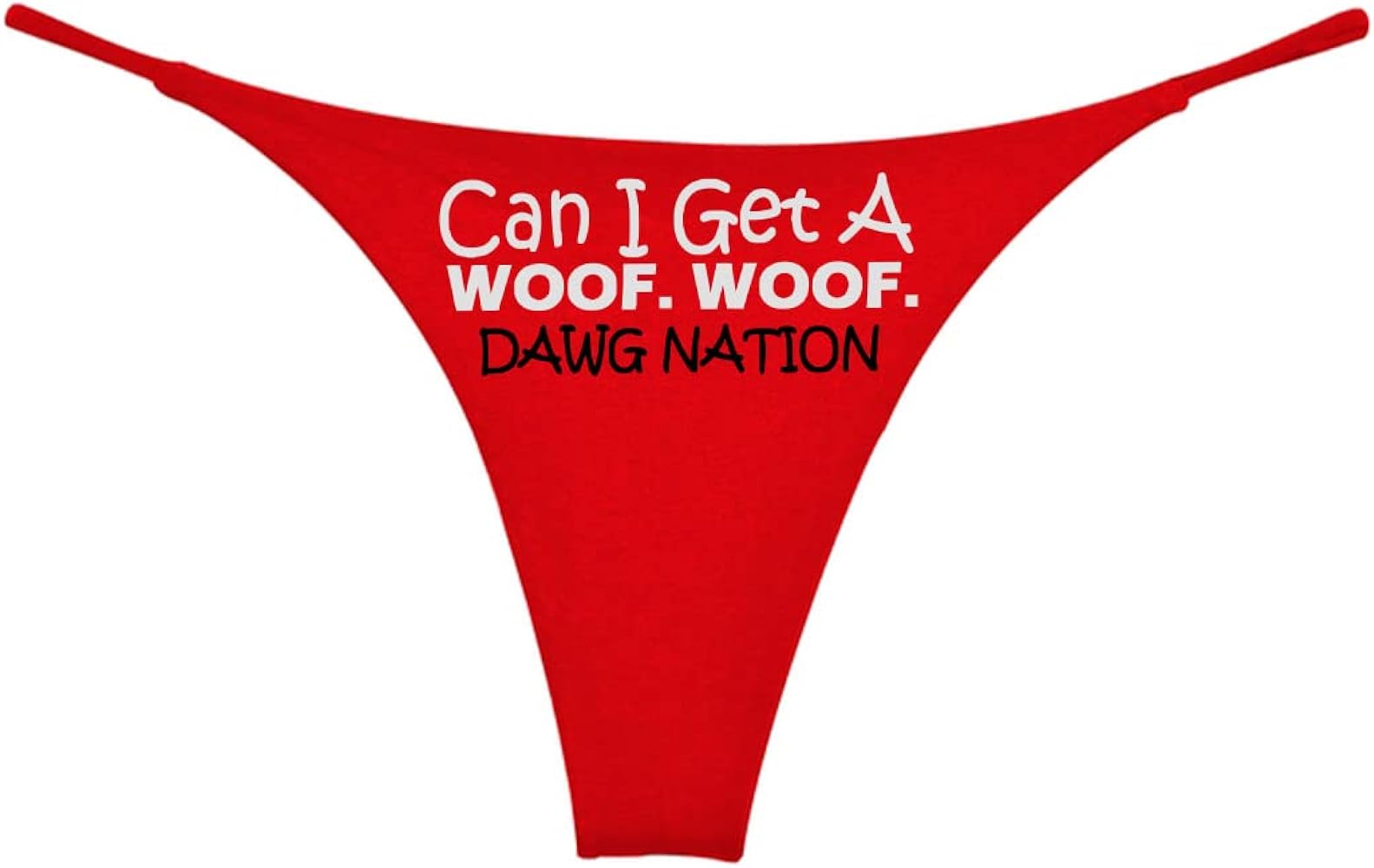 Southern Sisters Can I Get A Woof Woof Ladies Thong Red & Black