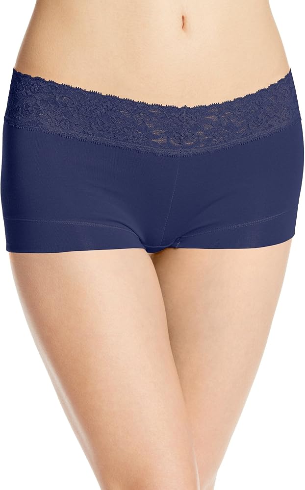 Maidenform Cotton Dream Women`s Boyshort With Lace -, 40859, 9 Navy