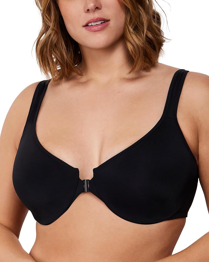 HSIA Front Closure Bras for Women, Plus Size Minimizer T-Shirt Racerback Bra for Large Breasts with Underwire & Wide Strap