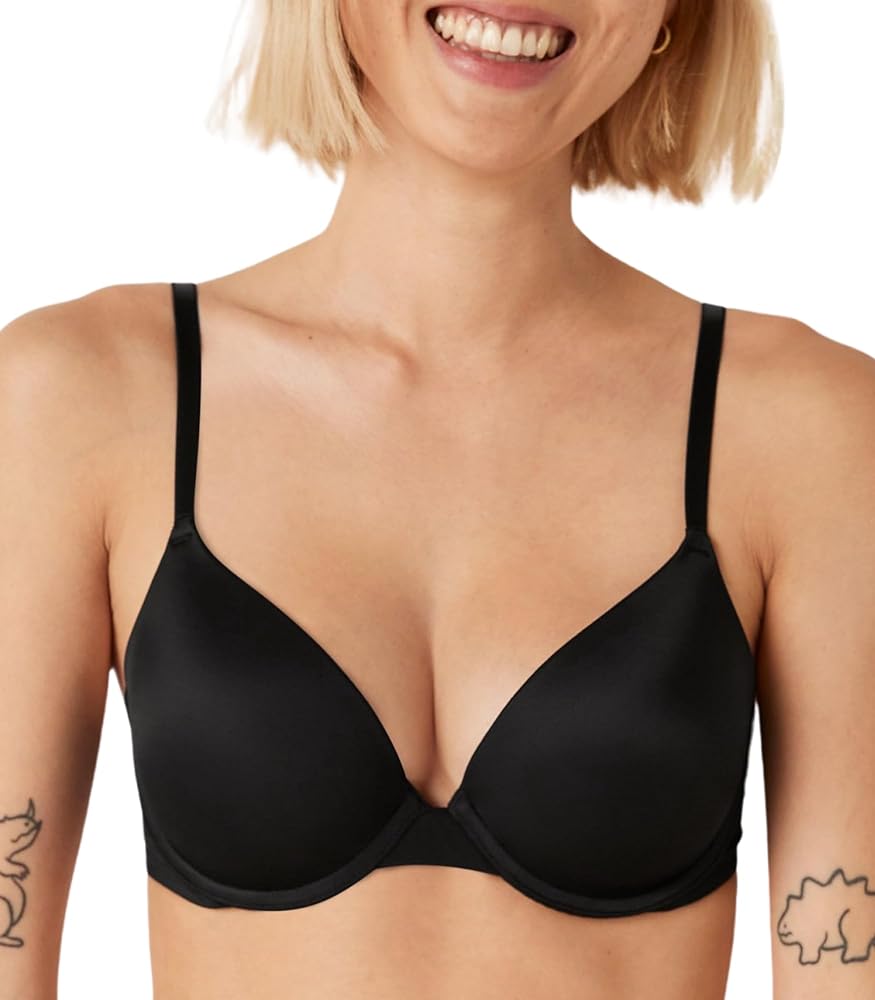 Victoria's Secret Pink Wear Everywhere Push Up Bra, Padded, Smoothing, Bras for Women, Black (38C)