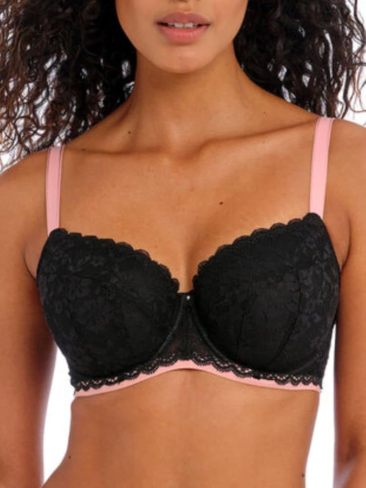 Freya Women's Offbeat Underwire Padded Half Cup, Black, 36H