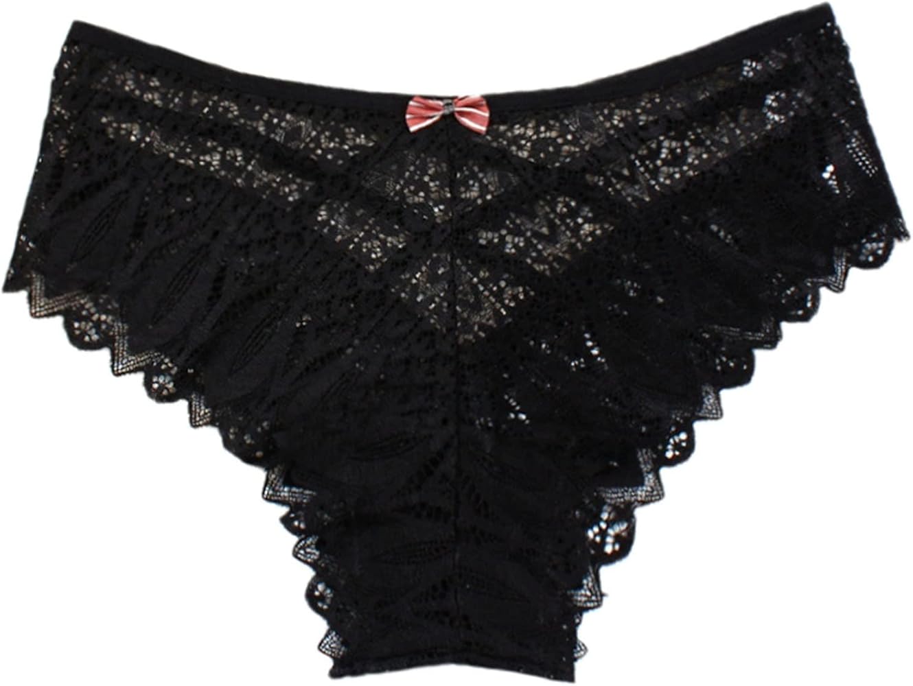 Cheeky Underwear For Women Breathable Ultra Thin V-Back Criss Cross Underpants Scallop Trim Plus Size Bowknot Knickers