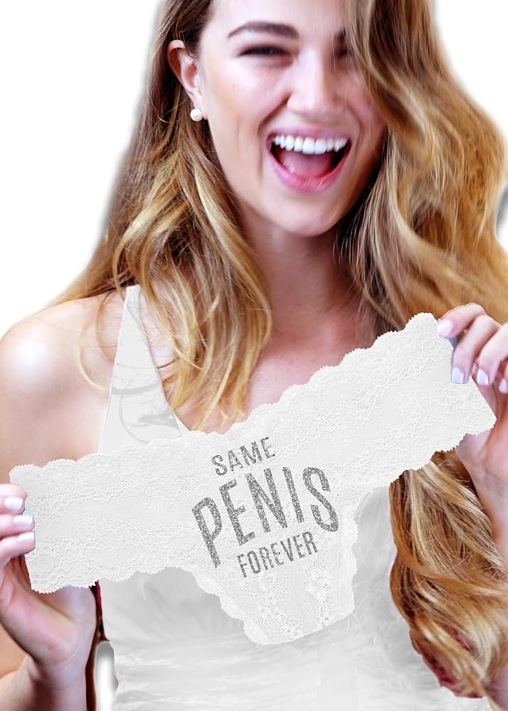 RhinestoneSash Bachelorette Party Gift for Bride to Be - Funny Lingerie Shower Gifts - Same Peenis Forever Panties