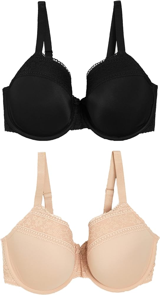 Marks & Spencer Women's 2 Pack Lace Trim Padded T-Shirt Bras