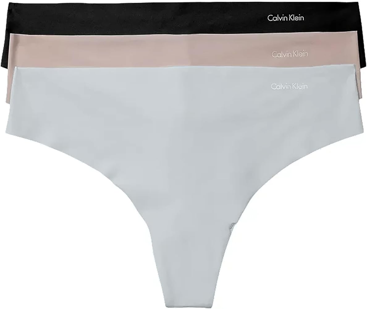 Calvin Klein Women's Invisibles Seamless Thong Panties, 3 Pack