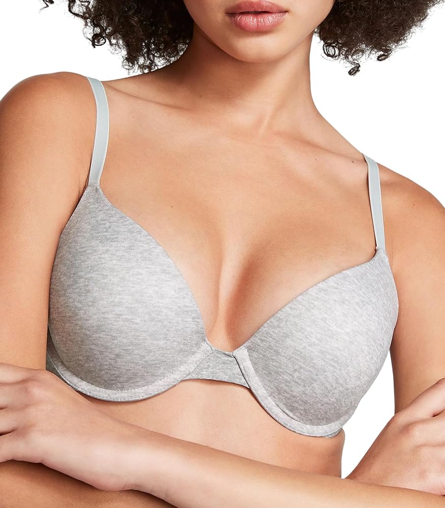 Victoria's Secret Pink Wear Everywhere Push Up Bra, Padded, Smoothing, Bras for Women, Grey (38DD)