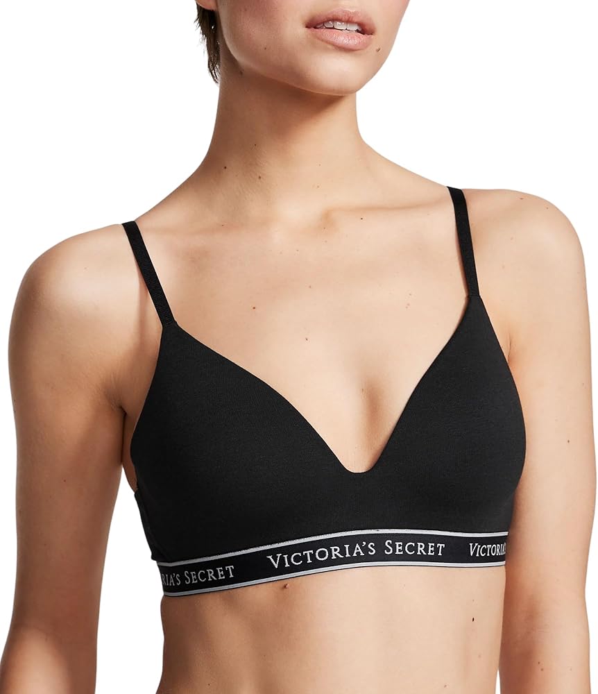 Victoria's Secret Lightly Lined Wireless T Shirt Bra, Adjustable Straps, Smoothing, Bras for Women, Black (32DD)