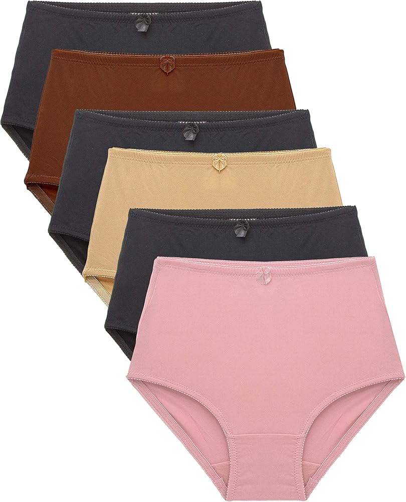 Barbra Lingerie Women's Multi Pack High Waist Cool Feel Brief Underwear Panties Small to 5XL