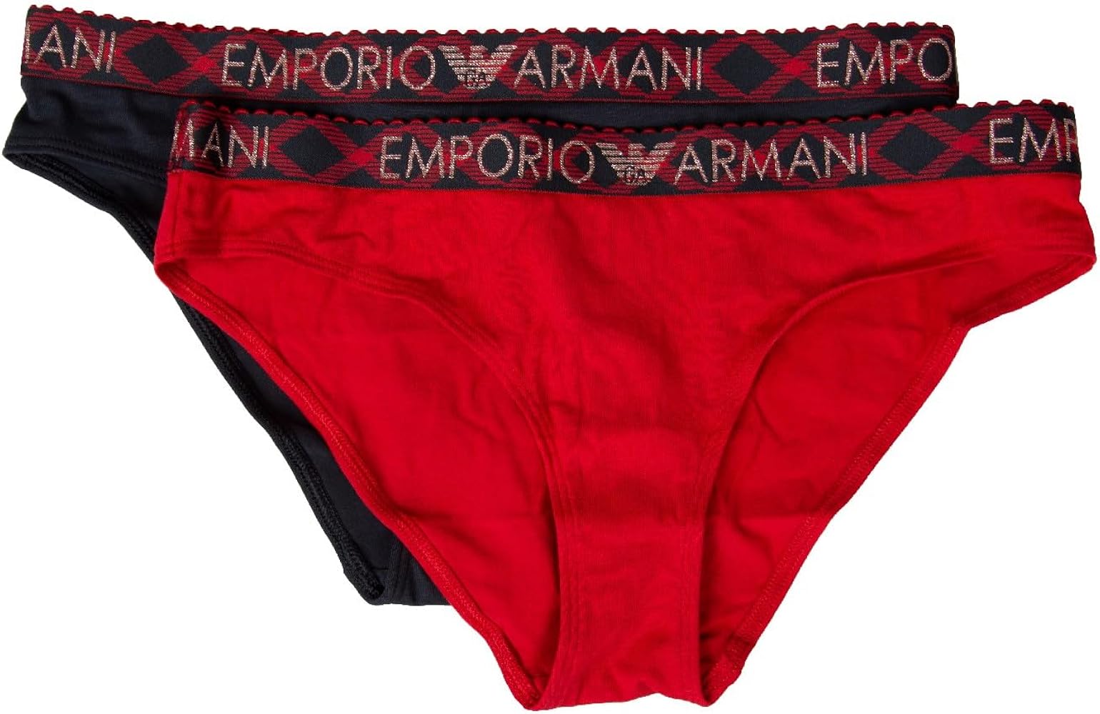 Emporio Armani Women's Tartan Christmas Cotton 2 Pack Brief