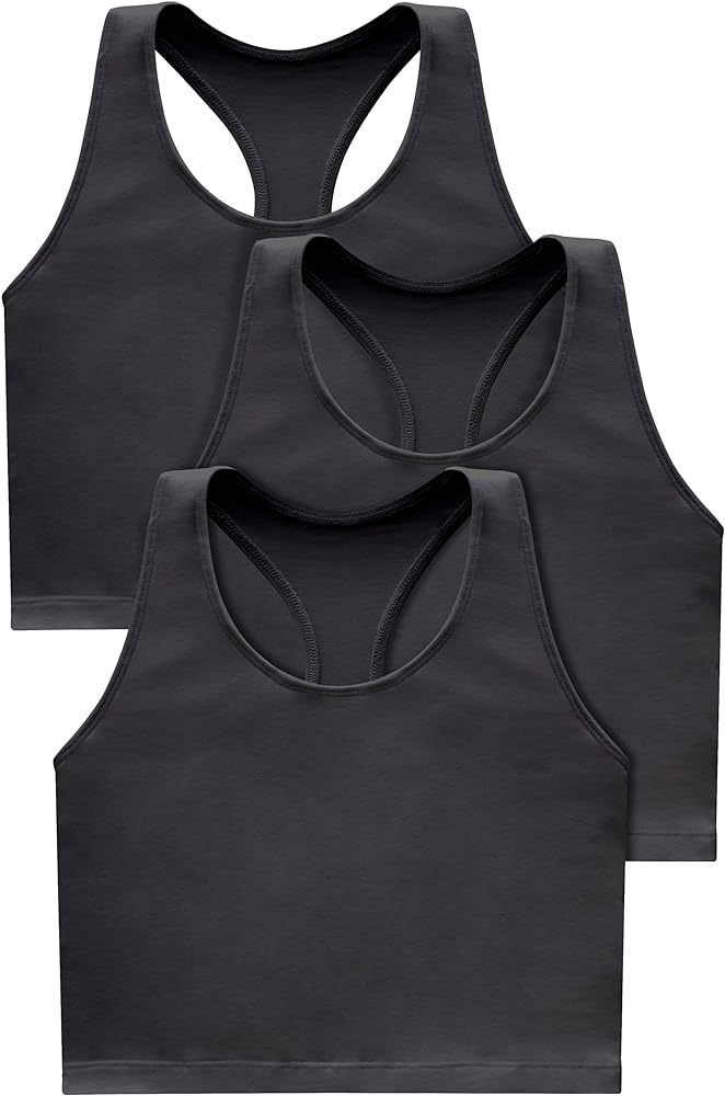 Hanes Originals Women's Racerback Crop Tank Top, Cropped Tank with Built-In Bra, 3-Pack