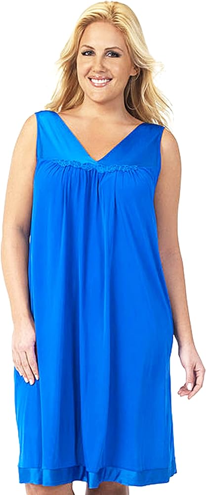 Exquisite Form 30807 Women's Plus Size Nylon Tricot Sleeveless Short Knee Length Nightgown (1X - 3X)