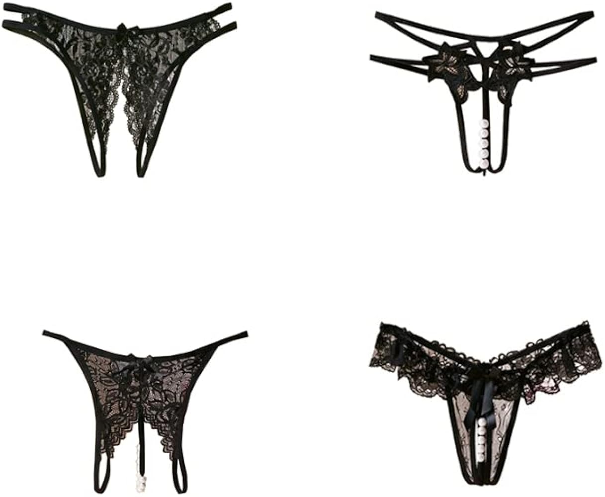 Women's Black Lace G-string Underwear Multi Pack Sexy Stretchy Cute Lingerie Thong Panties