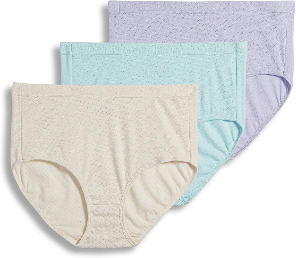 Jockey Women's Elance Breathe Brief Panty- 3 Pack 1542, Violet/Sandy/Mint, 6