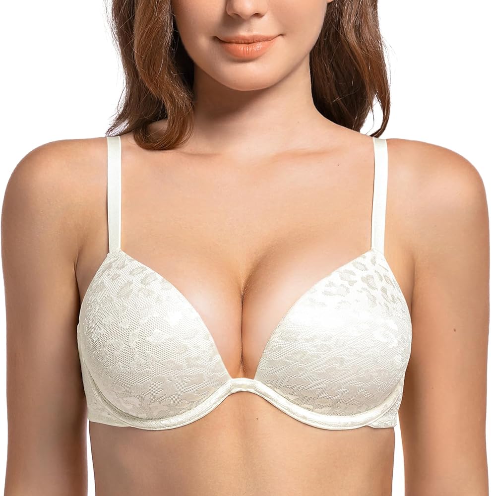 Deyllo Women’s Push Up Underwire Bra Super Padded T-Shirt Bra Add Two Cups