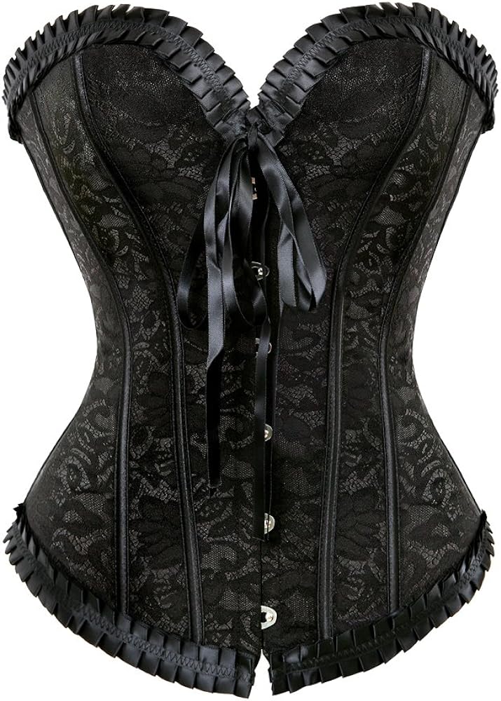 frawirshau Corsets for Women Floral Overbust Corset Bustier Lingerie Top