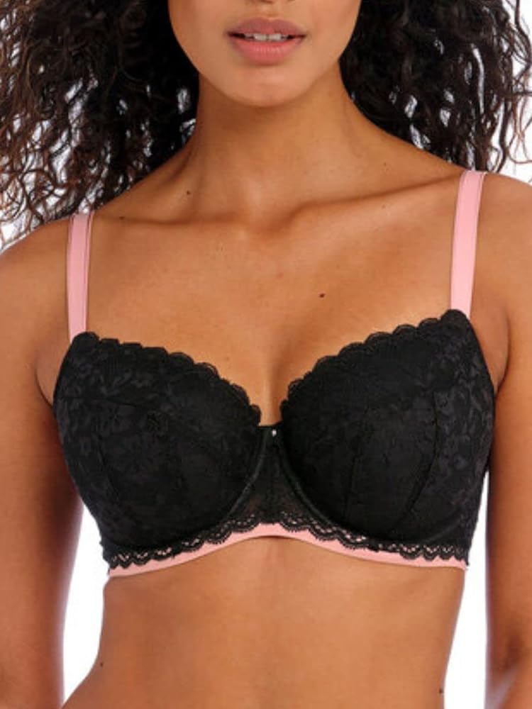 Freya Women's Offbeat Underwire Padded Half Cup, Black, 32DD