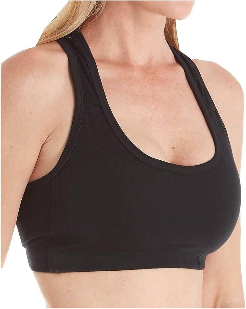 Cottonique Women's Hypoallergenic Racer Back Croptop Bra (8, Black)