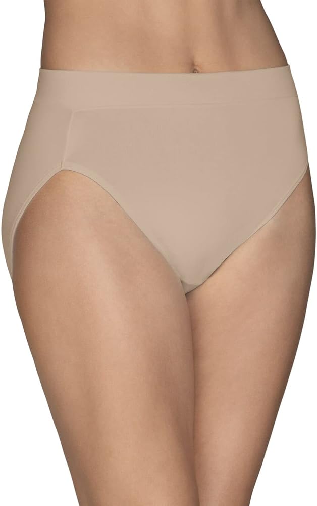 Vanity Fair Womens Beyond Comfort Hi-Cut Panty, 6, Damask Neutral