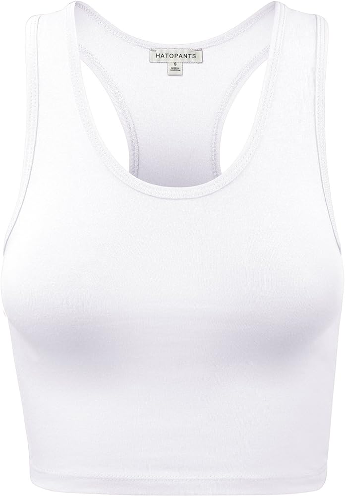 HATOPANTS Women's Sleeveless Racerback Crop Tank Top Camisole Cotton Casual Basic Shirts