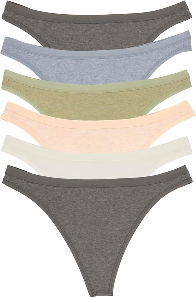 Felina Women's Organic Cotton Thong Underwear, 6-Pack