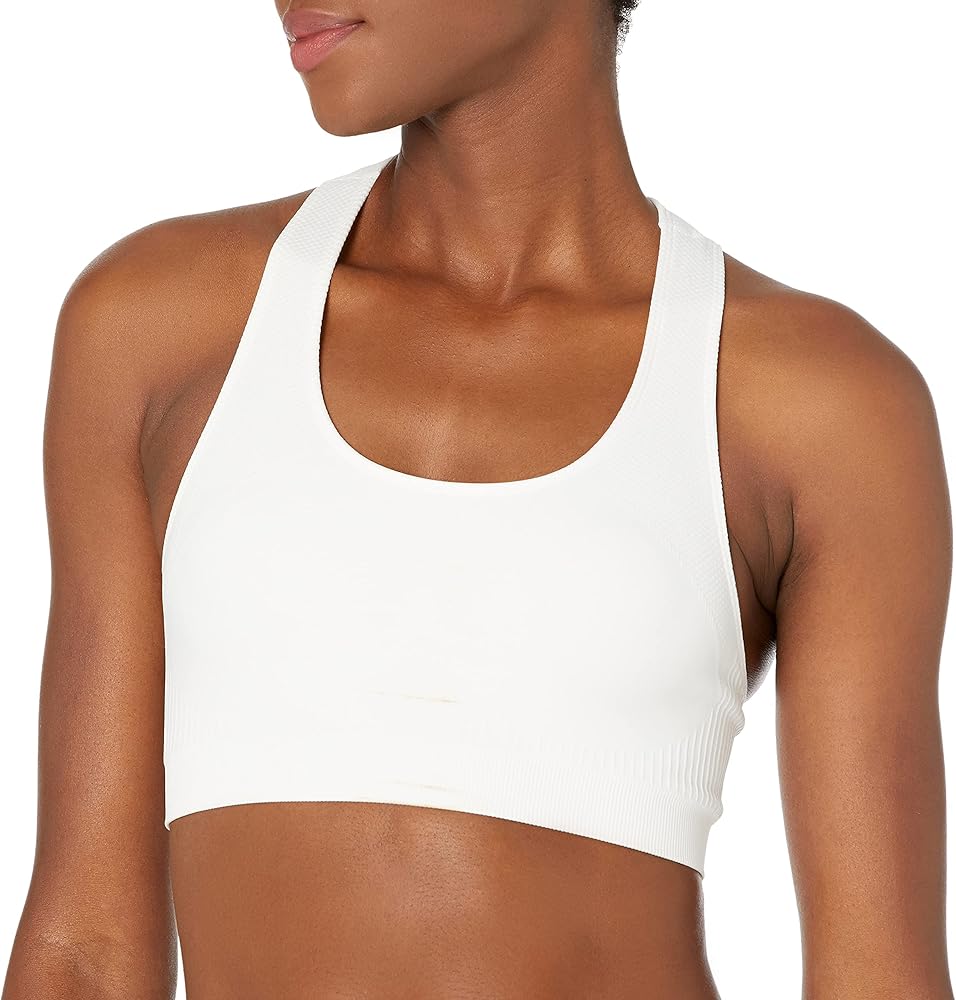 Jockey Women's Activewear Medium Impact Wicking Seamless Bra, pure white, S