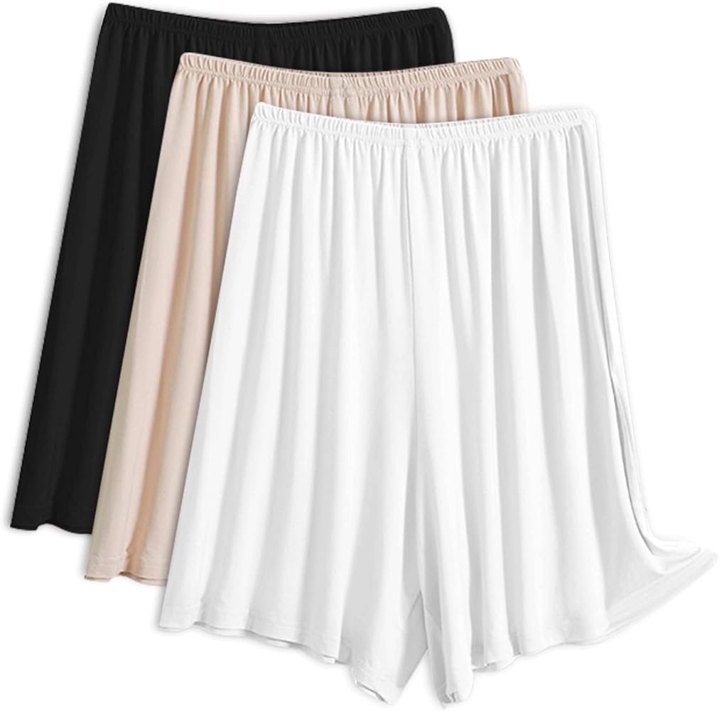 3 Pack Women's Half Slip Shorts for Under Dresses Pettipants Half Slip Culotte Shorts Split Skirt