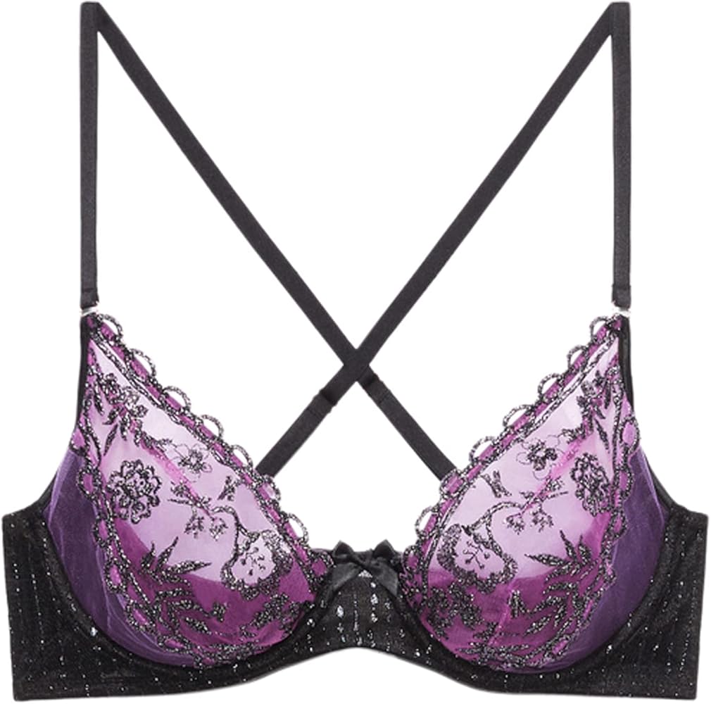 Savage X Women's Gilded Chains Embroidered Mesh Quarter Cup Bra