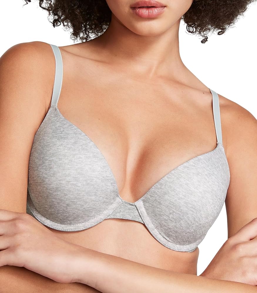 Victoria's Secret Pink Wear Everywhere Push Up Bra, Padded, Smoothing, Bras for Women, Grey (32C)