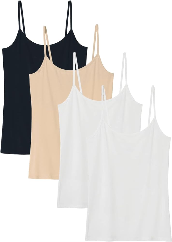 Women Camisoles Spaghetti Strap Tank Top Basic Cami Undershirt 4 Pack