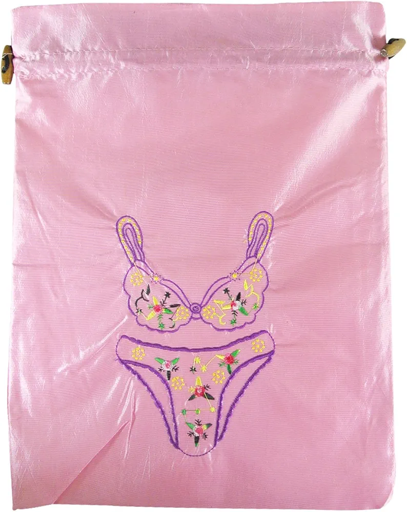 Wrapables® Silk Embroidered Bra & Panties Lingerie Bag - Pink